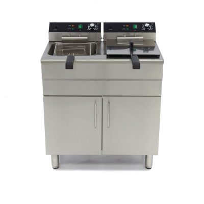 Friteuse electrique 2 x 16 Litres avec robinet de vidange et support 400 volt – Image 2