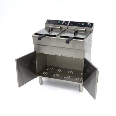 Friteuse electrique 2 x 16 Litres avec robinet de vidange et support 400 volt – Image 7
