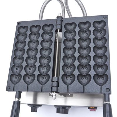 Gaufrier 3 Gaufres Coeurs avec emojis sur bâtonnets