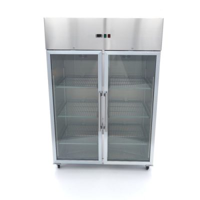 Réfrigérateur 1200 Litres 6 étagères réglables (2/1 GN)  acier inoxydable avec porte en verre – Image 2