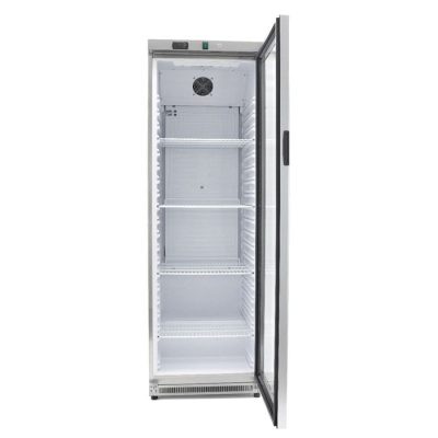 Réfrigérateur 400 Litres acier inoxydable avec porte en verre