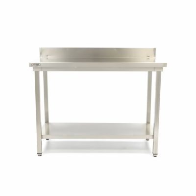 Table en acier inoxydable - 160 x 60 cm - hauteur réglable - avec dosseret