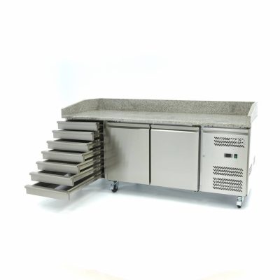 Table à Pizza Réfrigérée 580 Litres 2 Portes 7 Tiroirs – Image 2