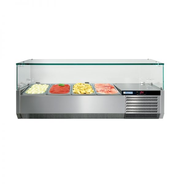 Console réfrigérée 4 bacs GN1/3, vitrage droit VRS+ 1100 V 128962